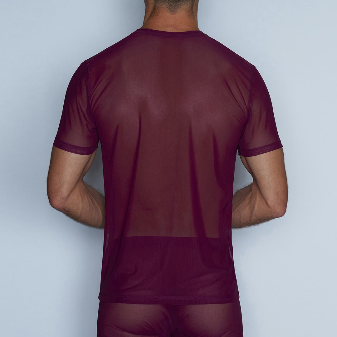 Sheer Crew Neck T-Shirt Perrie Purple - C - IN2 New York