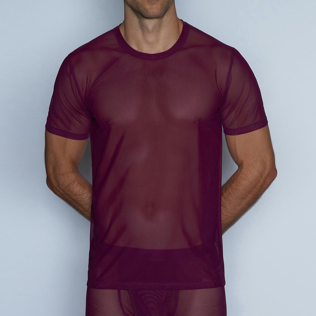 Sheer Crew Neck T-Shirt Perrie Purple - C - IN2 New York