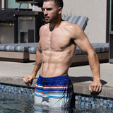 Swim Shorts Navy White Horizontal Stripes