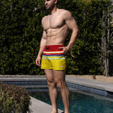 Swim Shorts Red Yellow Horizontal Stripes