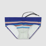 Swim Brief Navy White Horizontal Stripes