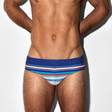 Swim Brief Navy White Horizontal Stripes