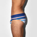 Swim Brief Navy White Horizontal Stripes