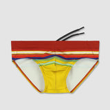 Swim Brief Red Yellow Horizontal Stripes