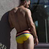 Swim Brief Red Yellow Horizontal Stripes