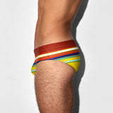 Swim Brief Red Yellow Horizontal Stripes