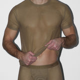 Sheer Crew Neck T-Shirt Dark Nude