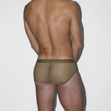 Sheer Fly Front Brief Dark Nude