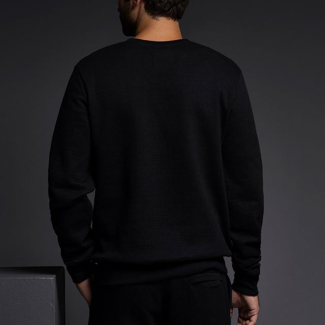 Dual Layer Crew Neck Sweatshirt Black - C - IN2 New York