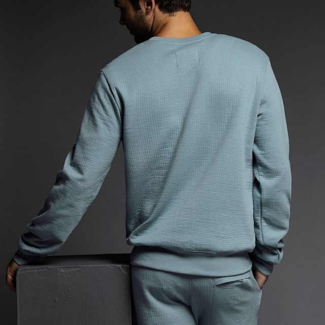 Dual Layer Crew Neck Sweatshirt Dusty Blue - C - IN2 New York