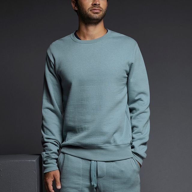 Dual Layer Crew Neck Sweatshirt Dusty Blue - C - IN2 New York