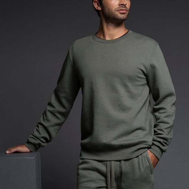 Dual Layer Crew Neck Sweatshirt Gunmetal - C - IN2 New York