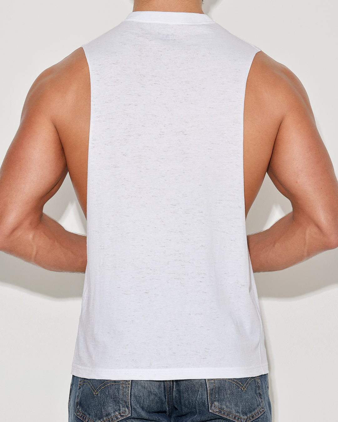 Hand Me Down Muscle Tank White