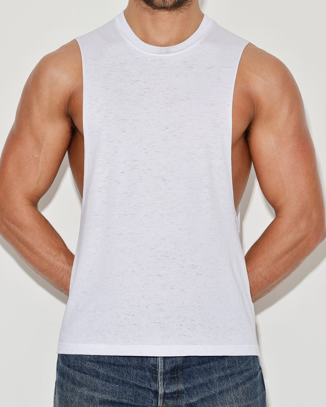 Hand Me Down Muscle Tank White