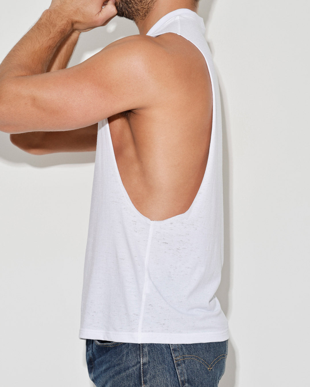 Hand Me Down Muscle Tank White