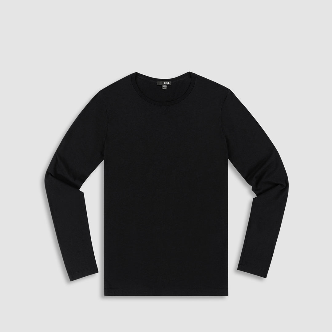 Jersey Long Sleeve Crew Neck T-Shirt Black - C - IN2 New York