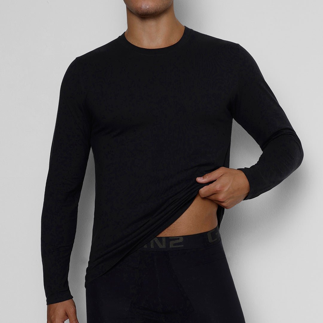 Layers Long Sleeve T-Shirt Black (Cotton - Lyocell) - C - IN2 New York