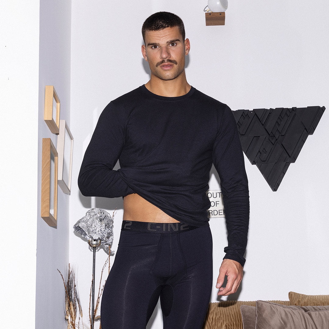 Layers Long Sleeve T-Shirt Black (Cotton - Lyocell) - C - IN2 New York