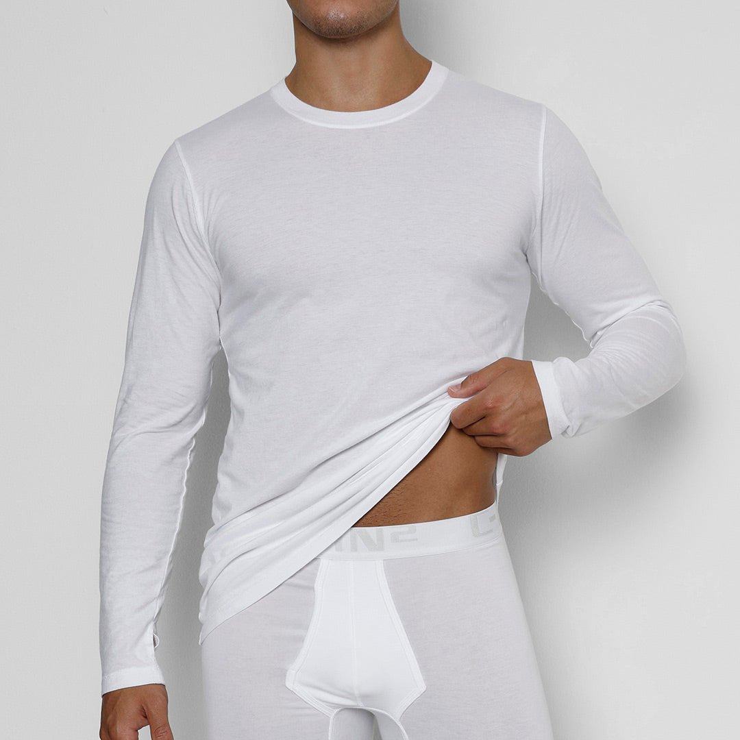 Layers Long Sleeve T-Shirt White (Cotton - Lyocell) - C - IN2 New York