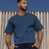 Mid Weight Cropped Boxy T-Shirt Denim Blue