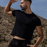 Mid Weight Cropped Fitted T-Shirt Black
