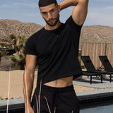 Mid Weight Cropped Fitted T-Shirt Black