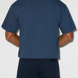 Mid Weight Cropped Boxy T-Shirt Denim Blue