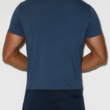 Mid Weight Cropped Fitted T-Shirt Denim Blue