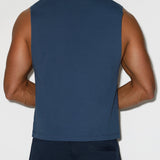 Mid Weight Cropped Sleeveless Denim Blue
