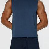 Mid Weight Cropped Sleeveless Denim Blue