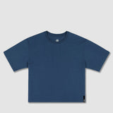 Mid Weight Cropped Boxy T-Shirt Denim Blue