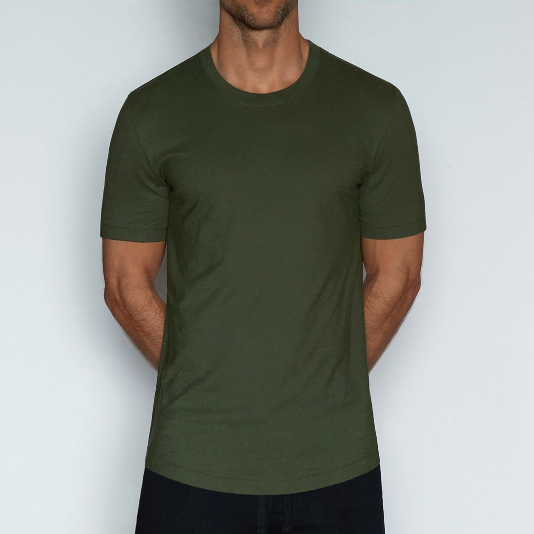 Perfect Pima Relaxed Crew Neck T-Shirt Gladwin Green - C - IN2 New York
