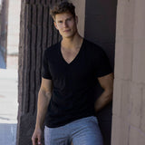 Perfect Pima Relaxed Deep V - Neck T-Shirt Black - C - IN2 New York