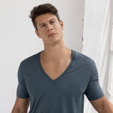 Perfect Pima Relaxed Deep V - Neck T-Shirt Niles Navy - C - IN2 New York