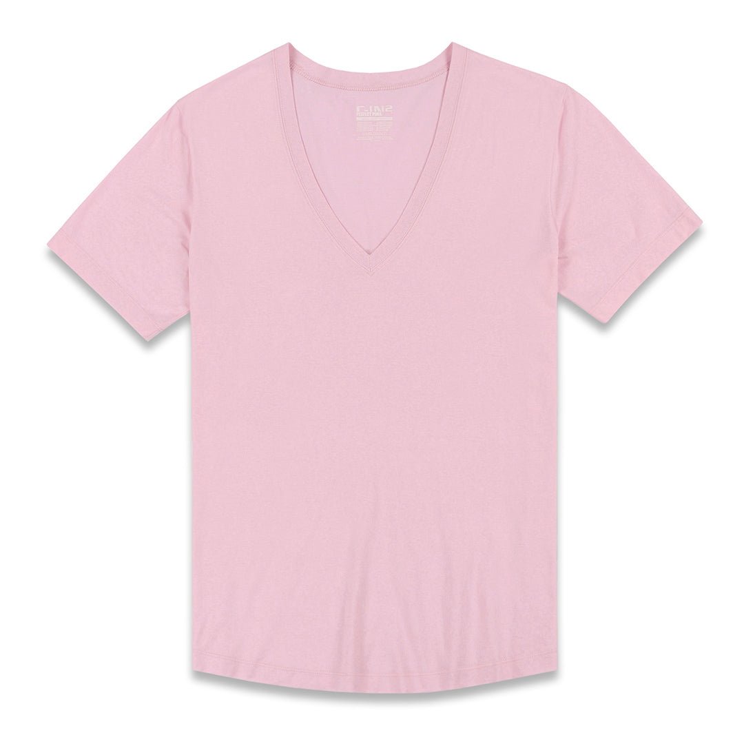 Perfect Pima Relaxed Deep V - Neck T-Shirt Pino Pink - C - IN2 New York