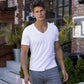 Perfect Pima Relaxed Deep V - Neck T-Shirt White - C - IN2 New York