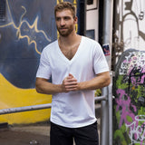 Perfect Pima Relaxed Deep V - Neck T-Shirt White - C - IN2 New York