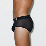 Rough Knit Mid Rise Brief Black