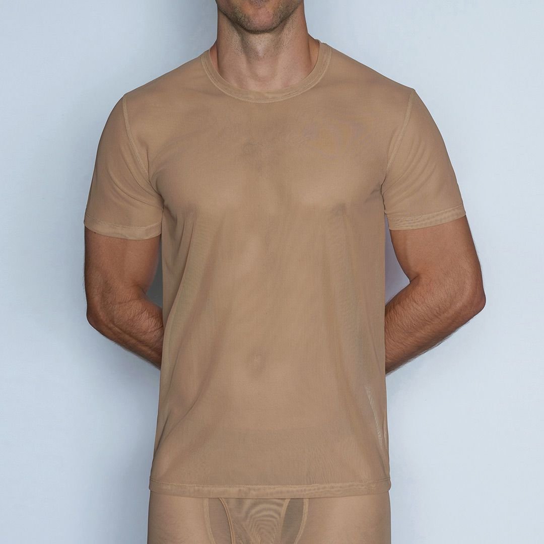 Sheer Crew Neck T-Shirt Nix Nude - C - IN2 New York