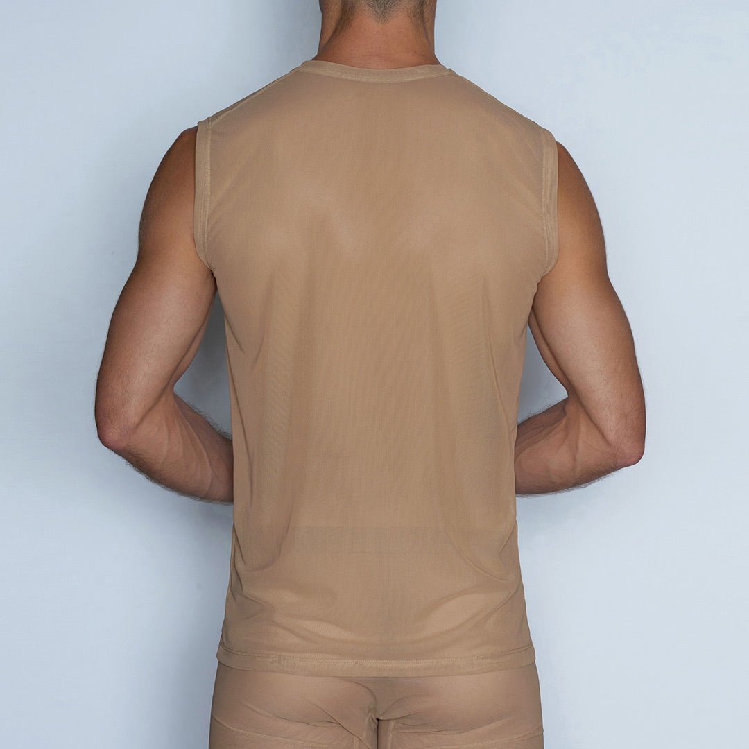 Sheer Sleeveless Crew Neck T-Shirt Nix Nude - C - IN2 New York