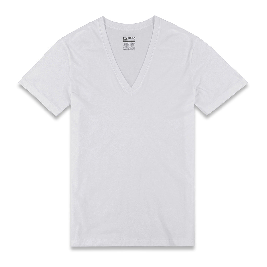 Layers Slim Deep V-Neck T-Shirt White