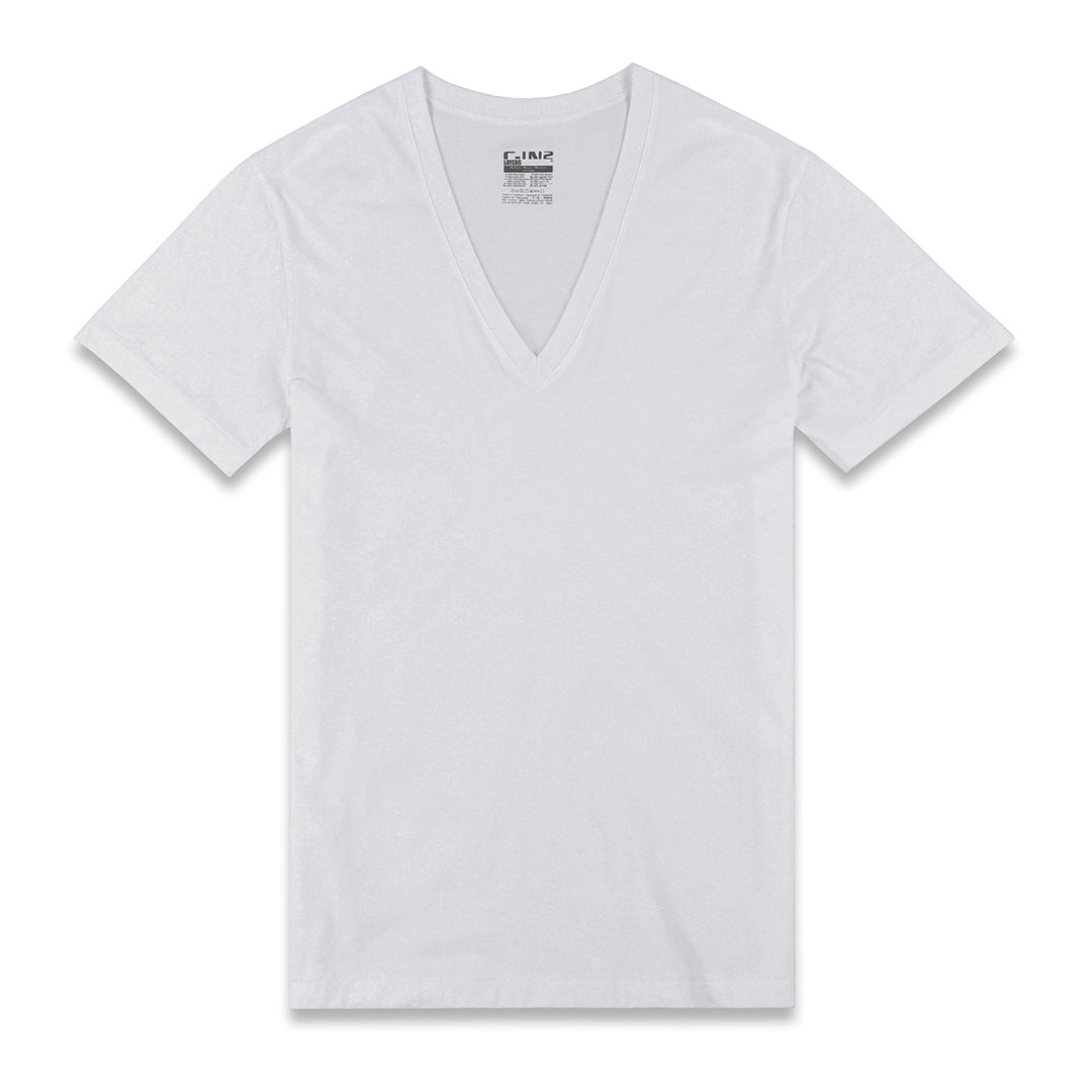 Layers Slim Deep V - Neck T-Shirt White - C - IN2 New York