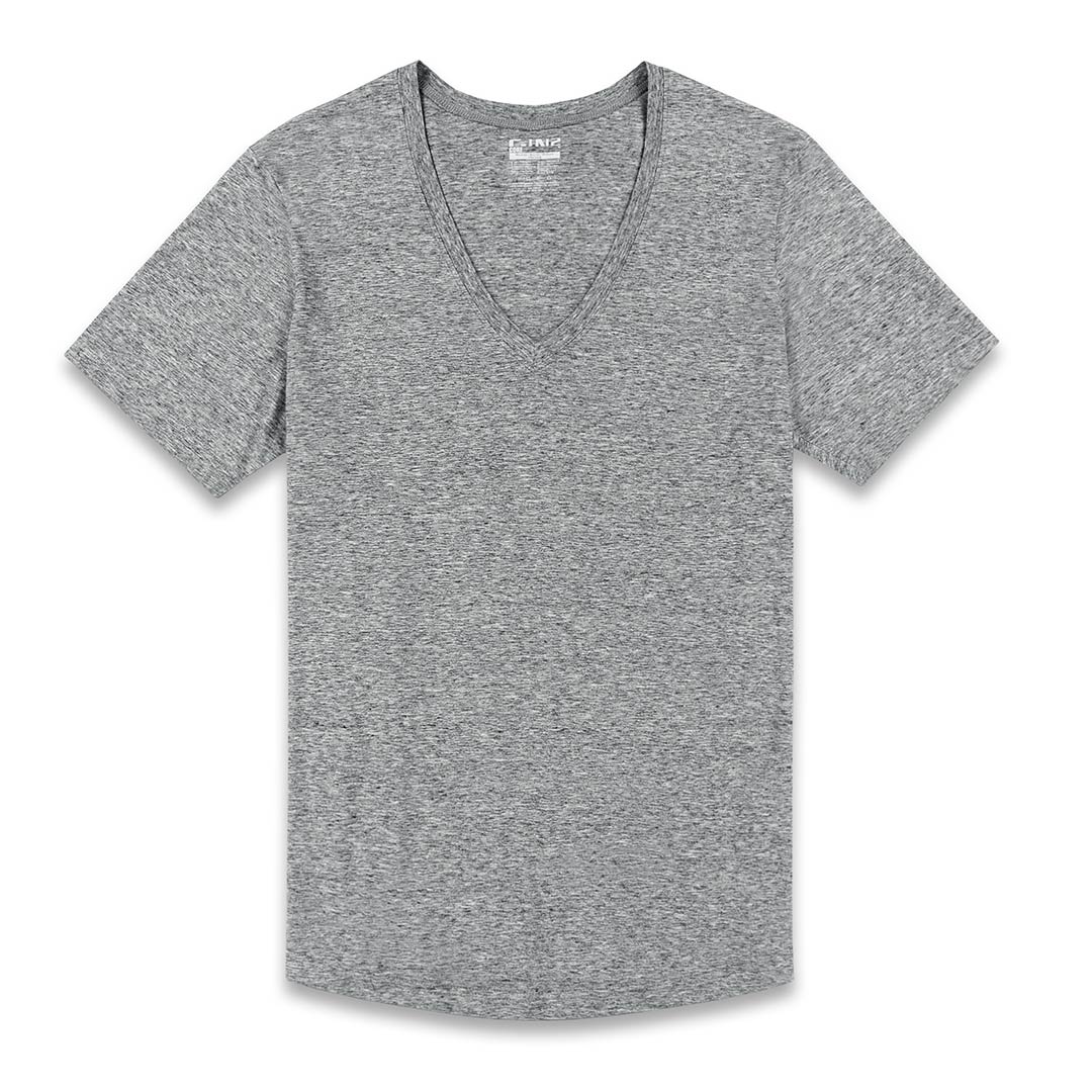 Perfect Pima Relaxed Deep V - Neck T-Shirt Grey Heather - C - IN2 New York