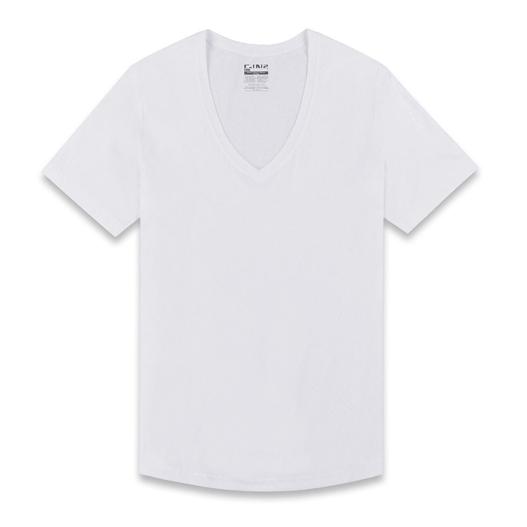 Perfect Pima Relaxed Deep V - Neck T-Shirt White - C - IN2 New York